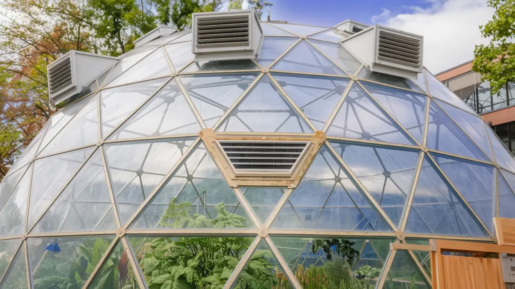 How do you ventilate a geodesic dome greenhouse?